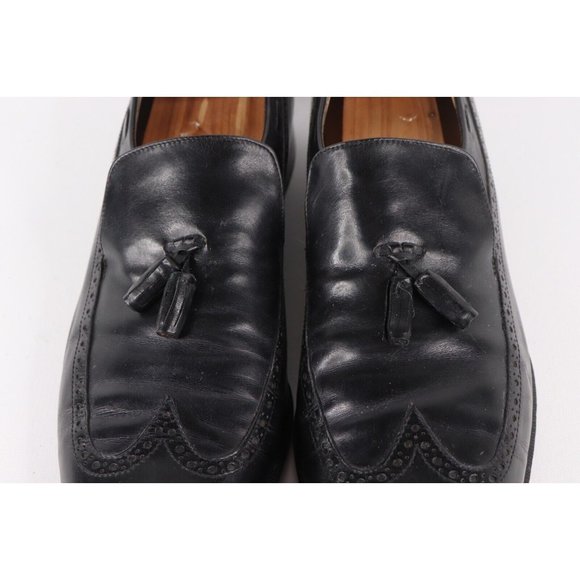 Vintage Salvatore Ferragamo Mens 11.5 B Leather Wingtip Tassel Loafers Black main image 7